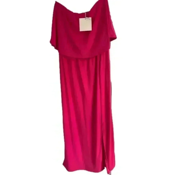 See You Monday Strapless Midi Hot Pink Flowy Summer Dress NWT - Picture 2 of 3